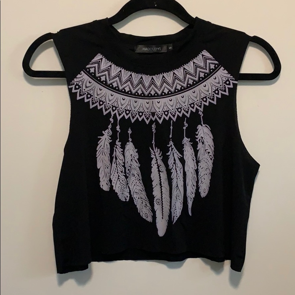 Cropped Black Bohemian Tank - DIY